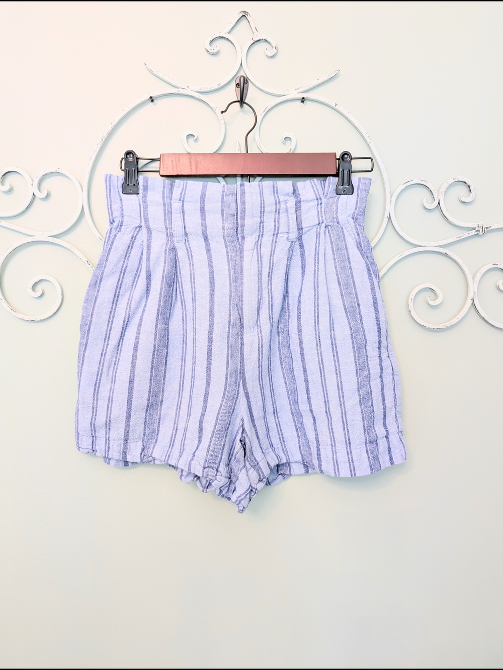 Striped Paperbag Waist Women's Shorts